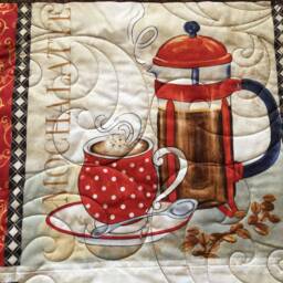 Kitchen Wall Hanging/Coffee Quilted Hanging Quilt/Table Runner/Quilted Art/Quilted Hanging/Housewarming Or Wedding Gift/Gift - thumbnail 2