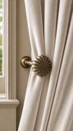 Antique Brass Gold Pleated Flower Metal Curtain Holdbacks - 130mm Tiebacks, Pulls, Drapery Holders, Ties, Farmhouse Decor Pre-Order - thumbnail 1