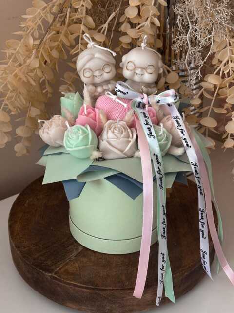 Candle Flower Bouquet For Grandparents - Decorative Wax Flowers, Gift Grandma & Grandad, Home D??cor - image 1