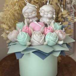 Candle Flower Bouquet For Grandparents - Decorative Wax Flowers, Gift Grandma & Grandad, Home D??cor - thumbnail 2