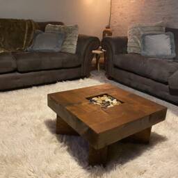 Rustic Handmade Solid Wood Sleeper Coffee Table - thumbnail 2