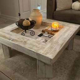 Rustic Handmade Solid Wood Sleeper Coffee Table - thumbnail 4