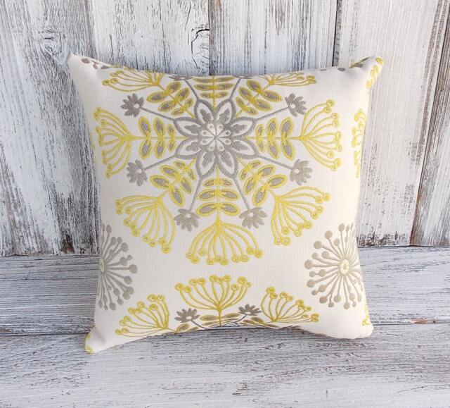 Pillow Cushion Flowers in Cream With Yellow & Gray Accents, Chic Nature Theme For Home Decor - image 1