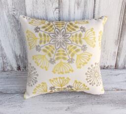 Pillow Cushion Flowers in Cream With Yellow & Gray Accents, Chic Nature Theme For Home Decor - thumbnail 1