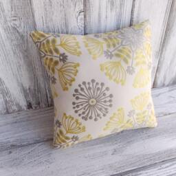 Pillow Cushion Flowers in Cream With Yellow & Gray Accents, Chic Nature Theme For Home Decor - thumbnail 2