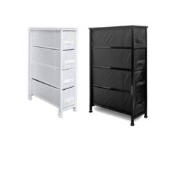 Clarisworld 4 Narrow Chest Drawers Storage Tower Dresser - Wood Top, Sturdy Steel Frame, Organizer Unit - thumbnail 1