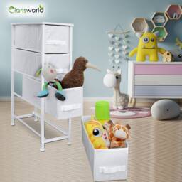 Clarisworld 4 Narrow Chest Drawers Storage Tower Dresser - Wood Top, Sturdy Steel Frame, Organizer Unit - thumbnail 4