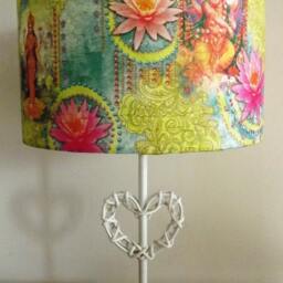 Goddess Lakshmi & Ganesh Lampshade Shabby Chic Lotus Decoupage - thumbnail 2