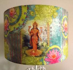 Goddess Lakshmi & Ganesh Lampshade Shabby Chic Lotus Decoupage