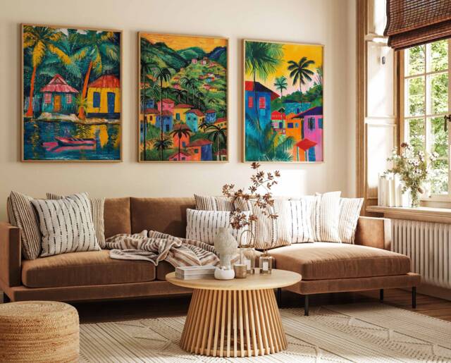 Set Of 3 Guyana Posters, Travel Prints, Caribbean Floral Art, Tropical Decor, Wall Art - image 1