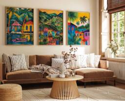 Set Of 3 Guyana Posters, Travel Prints, Caribbean Floral Art, Tropical Decor, Wall Art - thumbnail 1