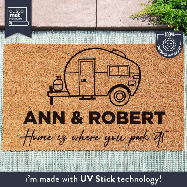 Home Is Where You Park It Doormat - Personalized Camping Custom Campervan Door Mat Coir Welcome For Campsite Gift - image 1