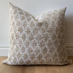 Authentic Boho Floral Indian Hand Block Stamped Linen Print Pillow Cover Green Grey Beige Available in Multiple Sizes Scandinavian - thumbnail 3