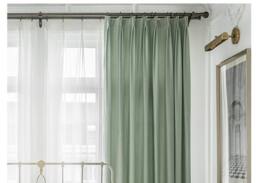 Pair Of Mint Green Velvet Curtains, Bedroom Living Room Silk Custom Curtains - thumbnail 1