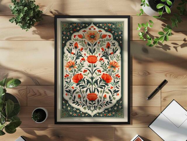 Palestinian Poppies Art Print Red Poppies, National Flower Of Palestine, Traditional Cultural Illustration - image 1