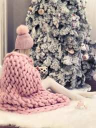 Chunky Knit Blanket/Throw. 100% Merino Wool. Made & Shipped From Nyc, Usa - thumbnail 1