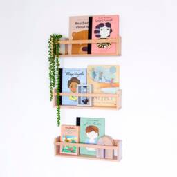 Small Shelf - Wooden Book Ledge Timber Nursery Shelves Spice Rack - thumbnail 1