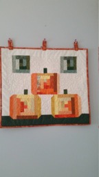 Ladyinstitches, Fall Themed, Quilted Wallhanging, Fall Wall Art, Oranges & Greens, Machine Quilted, Stack Of Pumpkins, 23 X 25 Inches