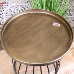 Palampur Gold Industrial Round Side Table - thumbnail 4