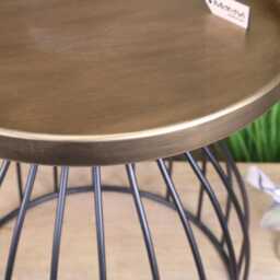 Palampur Gold Industrial Round Side Table - thumbnail 2