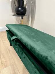 Green Velvet Ottoman Bench Handmade Chesterfield Storage Trunk, UK Made - thumbnail 2