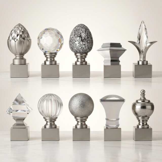 35mm Pack Of 2 Satin Silver Metal Curtain Pole End Finials - image 1