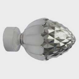 35mm Pack Of 2 Satin Silver Metal Curtain Pole End Finials - thumbnail 2
