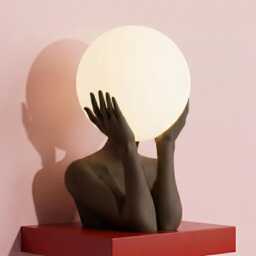 Sculptural Sphere Table Lamp, Modern Bedside Serenity, Artistic Ambient Light, Minimalist Home Decor - thumbnail 2