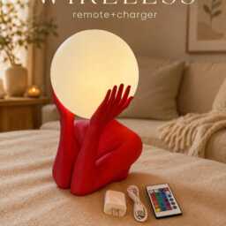 Sculptural Sphere Table Lamp, Modern Bedside Serenity, Artistic Ambient Light, Minimalist Home Decor - thumbnail 3