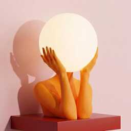 Sculptural Sphere Table Lamp, Modern Bedside Serenity, Artistic Ambient Light, Minimalist Home Decor - thumbnail 4