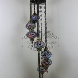 7 Ball Turkish Mosaic Floor Lamp With Large Globes, Lambader - thumbnail 3