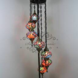 7 Ball Turkish Mosaic Floor Lamp With Large Globes, Lambader - thumbnail 2