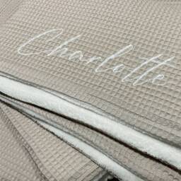 Baby Blanket With Name in Latte Macchiato/Sand White - 70 X 100 cm - thumbnail 2