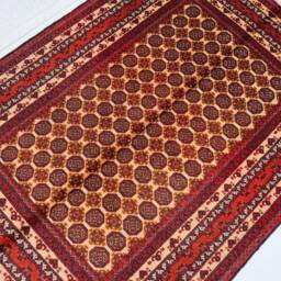 Red 3'4x4'6 Handmade Afghan Area Rug - Bukhara Design Wool Rug, Rugs For Living Room Bedroom Oriental Turkmen 3x5 Kitchen - thumbnail 3