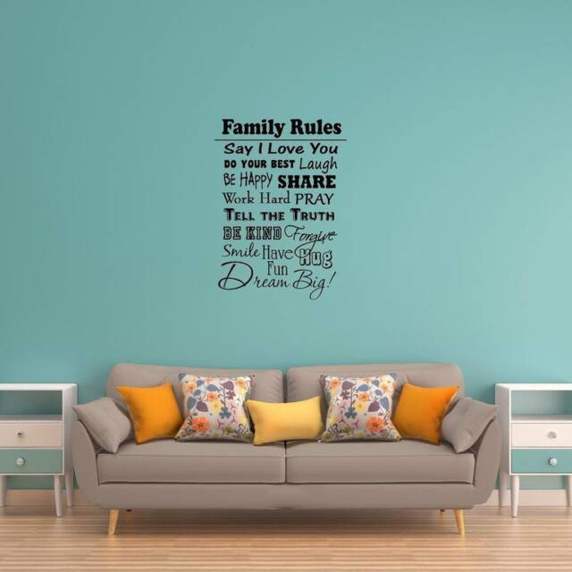 Family Rules Vinyl Wall Decal Inspirational Quote Home Decor Art Saying Vwaq-3051 - image 1