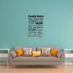 Family Rules Vinyl Wall Decal Inspirational Quote Home Decor Art Saying Vwaq-3051 - thumbnail 1