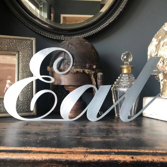steel Eat Kitchen Sign Galvanized Metal Home Decor Restaurant Cafe Sign - image 1