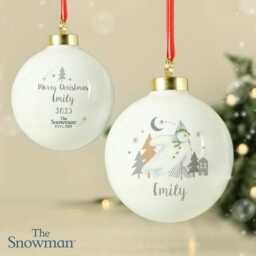 Personalised The Snowman & The Snowdog Bauble - New Baby Xmas Tree Decor Baby's First Christmas Keepsake Gift - thumbnail 2
