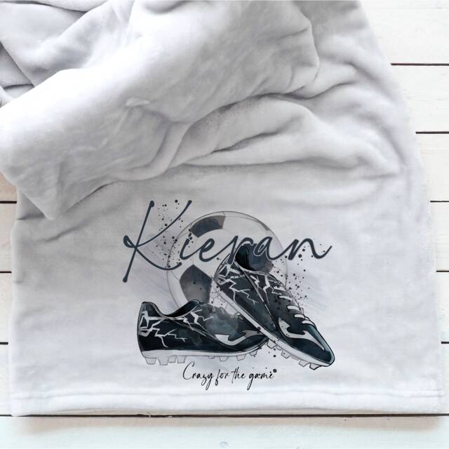 Unique Personalised Football Fleece Blanket - Theme With Ball & Boots
