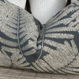 Harlequin Espinilo Fabric, Smoke Grey Metallic Silver Cushion Cover, Shimmer Leaf Palm Design Made in UK Double Sided High Quality - thumbnail 3
