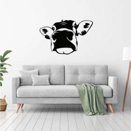 Cows Head Vinyl Wall Art, Decal, Sticker, Transfer, Mural, Removable, Decor, Rent Friendly, Interior, Exterior, Full - 0548 - thumbnail 1