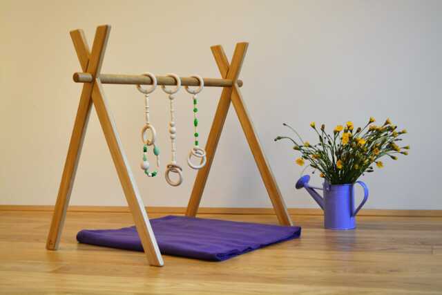 Activity Play Gym, Wood Baby Baby Center, Montessori Toy, Fitness Studio, Natural Oak Gym - image 1