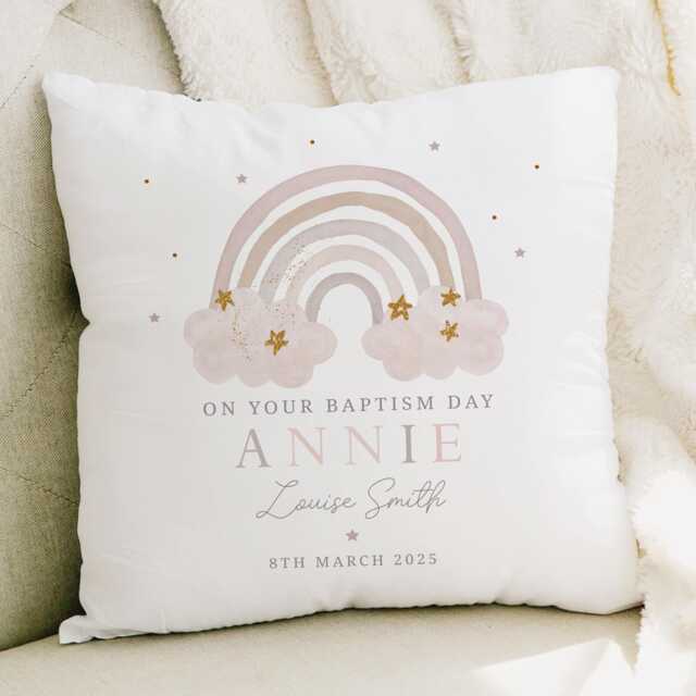 Personalised Christening Gift, Baptism Cushion For Girl's, Gift Granddaughter, Goddaughter, Niece, From Godparent - image 1