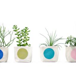 Green Dot Fabric Planter Medium 4 - thumbnail 4