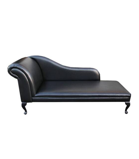 Handmade Extra Large Black Faux Leather Chaise Longue British Made - image 1