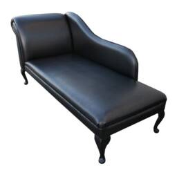Handmade Extra Large Black Faux Leather Chaise Longue British Made - thumbnail 2