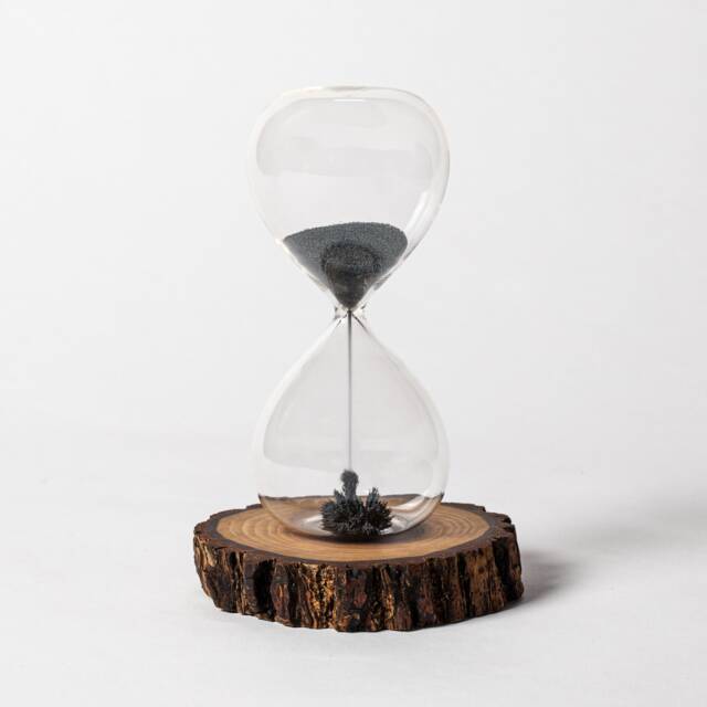 Live Edge Walnut Magnetic Sand Timer - Handcrafted Desk Decor - image 1