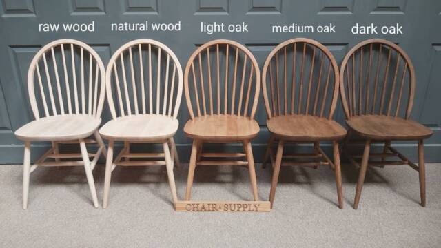 Solid Beech Modern Windsor Back Kitchen Dining Chairs in Raw, Natural Or Stained Chairs Matt Satin Finish - image 1