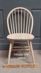 Solid Beech Modern Windsor Back Kitchen Dining Chairs in Raw, Natural Or Stained Chairs Matt Satin Finish - thumbnail 3