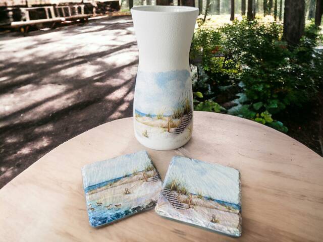 Seaside Vase, Coasters, Gifts, Coastal Home Decor, Beach Themed Decorations, Gifts - image 1